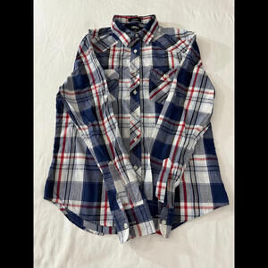 Carbon Slim Fit Men's Multicolor Button Up Plaid Pockets Shirt Long Sleeve S